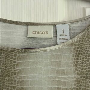 Chico's Beige and Cream Patterned Blouse